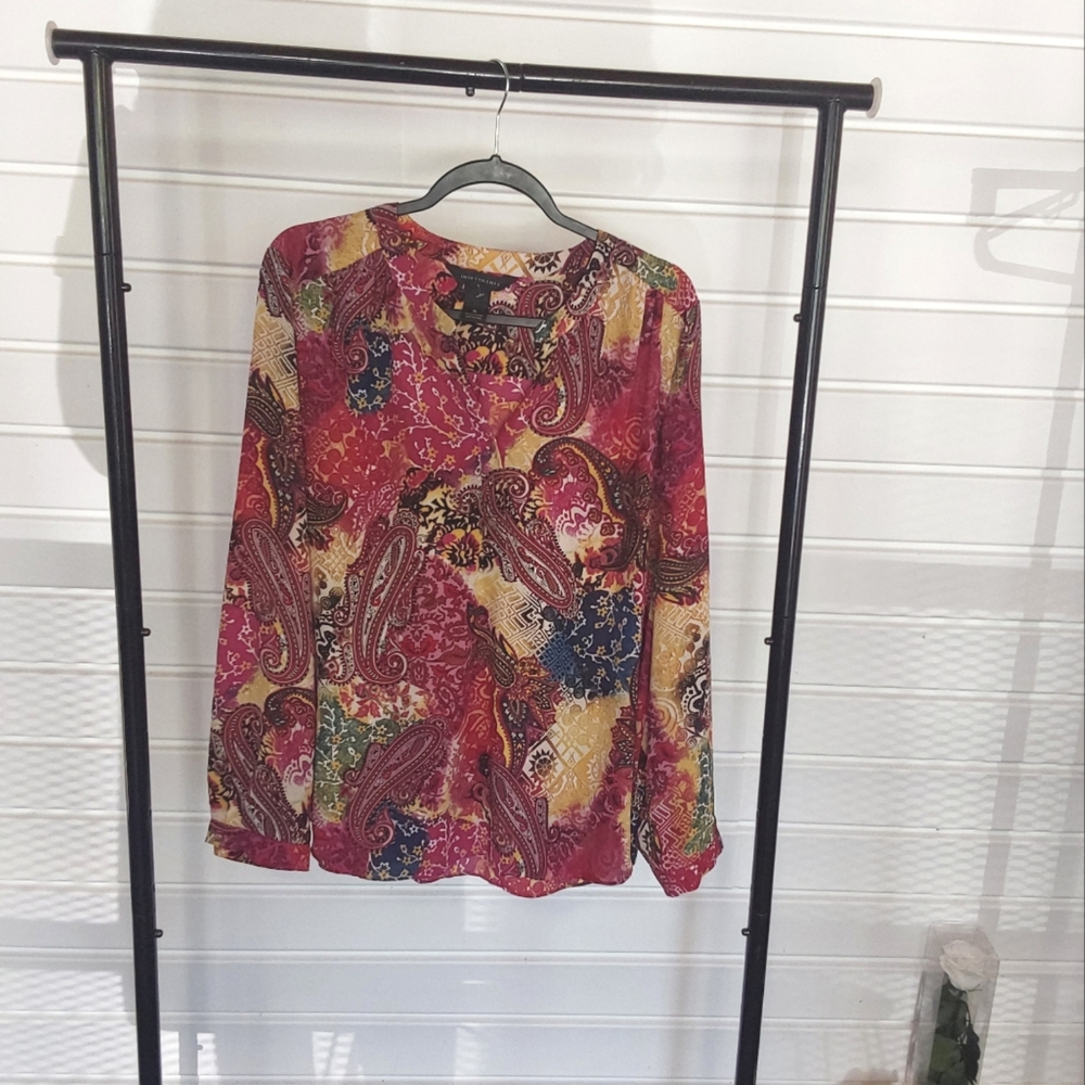 INVESTMENTS Multicolor V Neck Women's Blouse  Size XL
